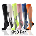 kit 3 Pares Meiaos De Compressão Correndo Esportivas De Ciclismo Joelho De Alta Varizes Alívio Da Dor Plantar AntiFadiga